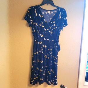 Kaleigh Short Sleeve Dress, Blue with flowers